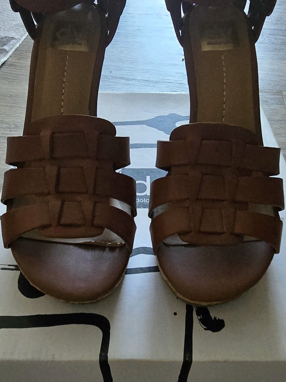 CADBY Dolce Vita BROWN LEATHER Wedge Sandals